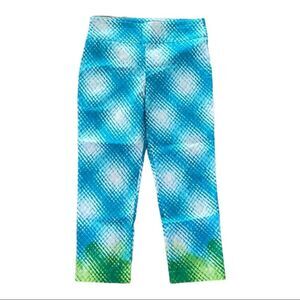 Attyre Size 10P Turquoise, Lime, & White Pull-on Flat Waist Ankle Pants